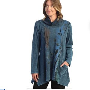 Jess & Jane Blue Cowl Neck Tunic
